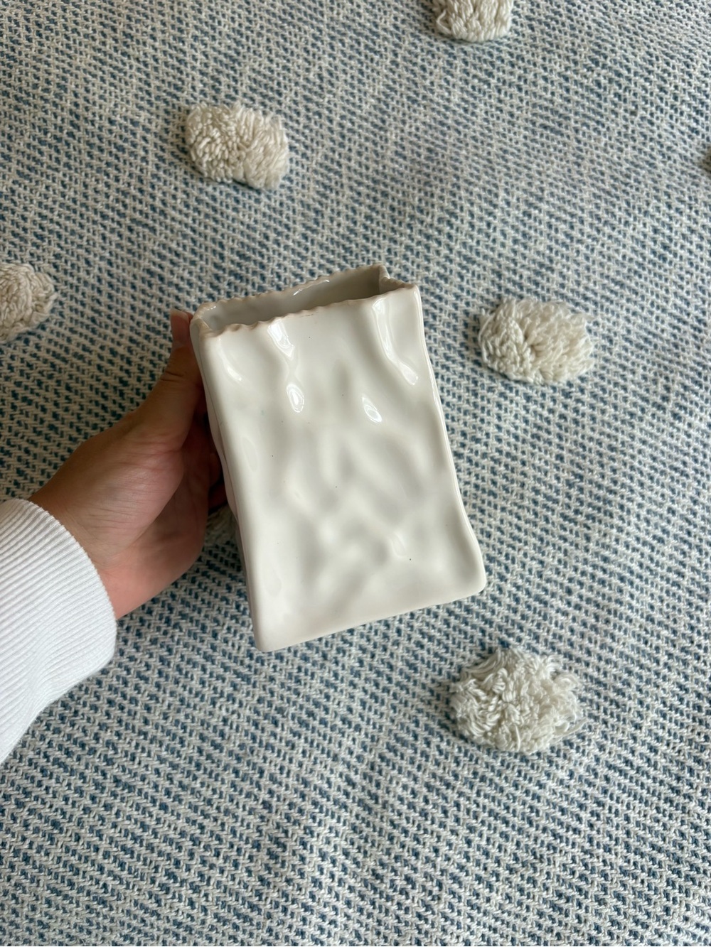 Horishin Potteries white paper bag vase